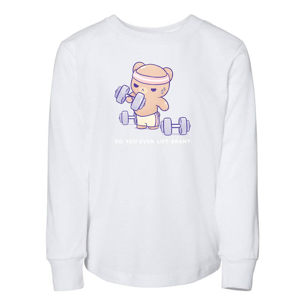White Workout Bear Toddler Longsleeve Sweatshirt