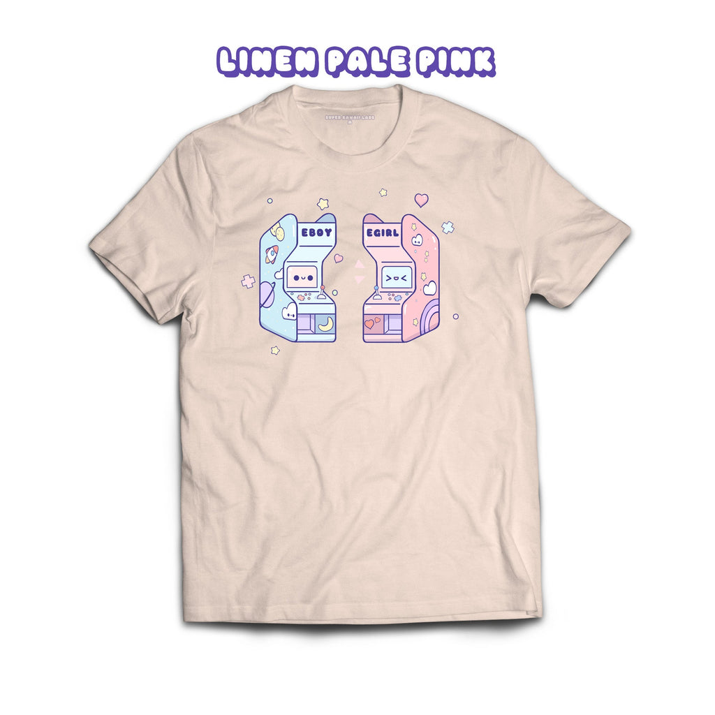 Arcade T-shirt, Linen Pale Pink 100% Ringspun Cotton T-shirt