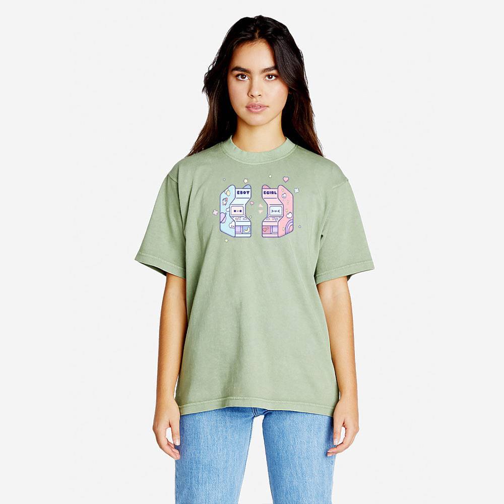 Oil Green Arcade  Oversized Boxy Streetwear Tee