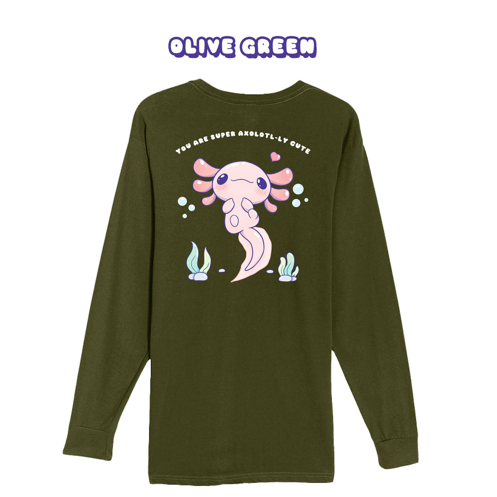 Axolotl Olive Green Longsleeve T-shirt