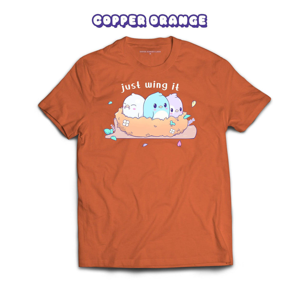 Birds T-shirt, Copper Orange 100% Ringspun Cotton T-shirt