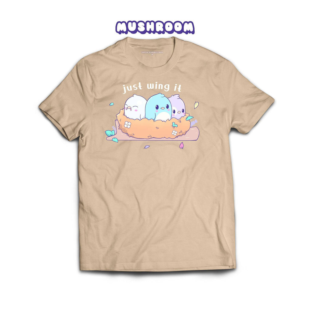 Birds T-shirt, Mushroom 100% Ringspun Cotton T-shirt