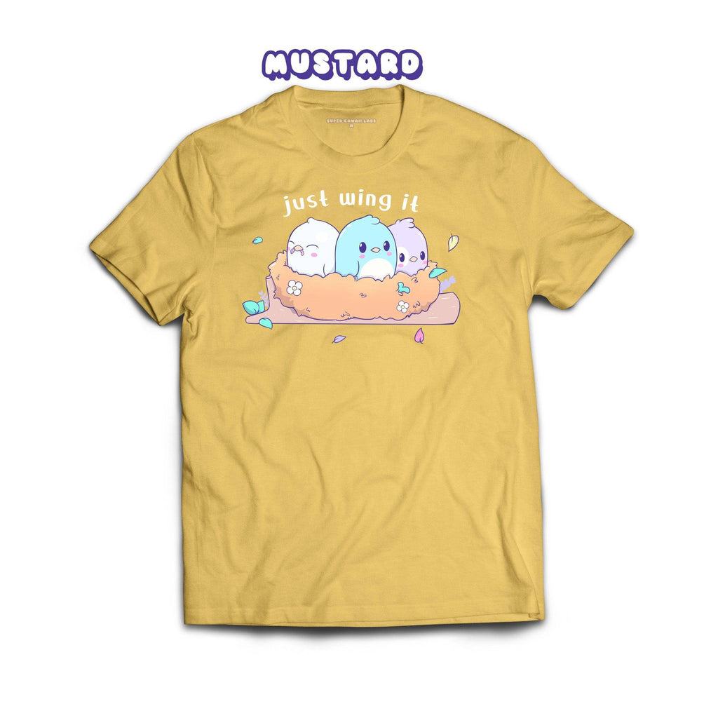 Birds T-shirt, Mustard 100% Ringspun Cotton T-shirt