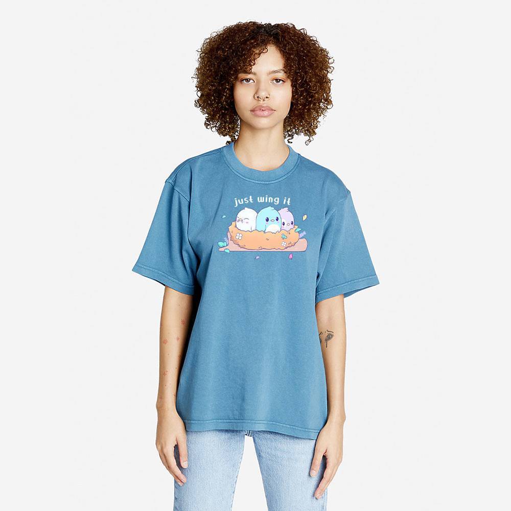 Pebble Ice Birds Oversized Boxy Streetwear Tee