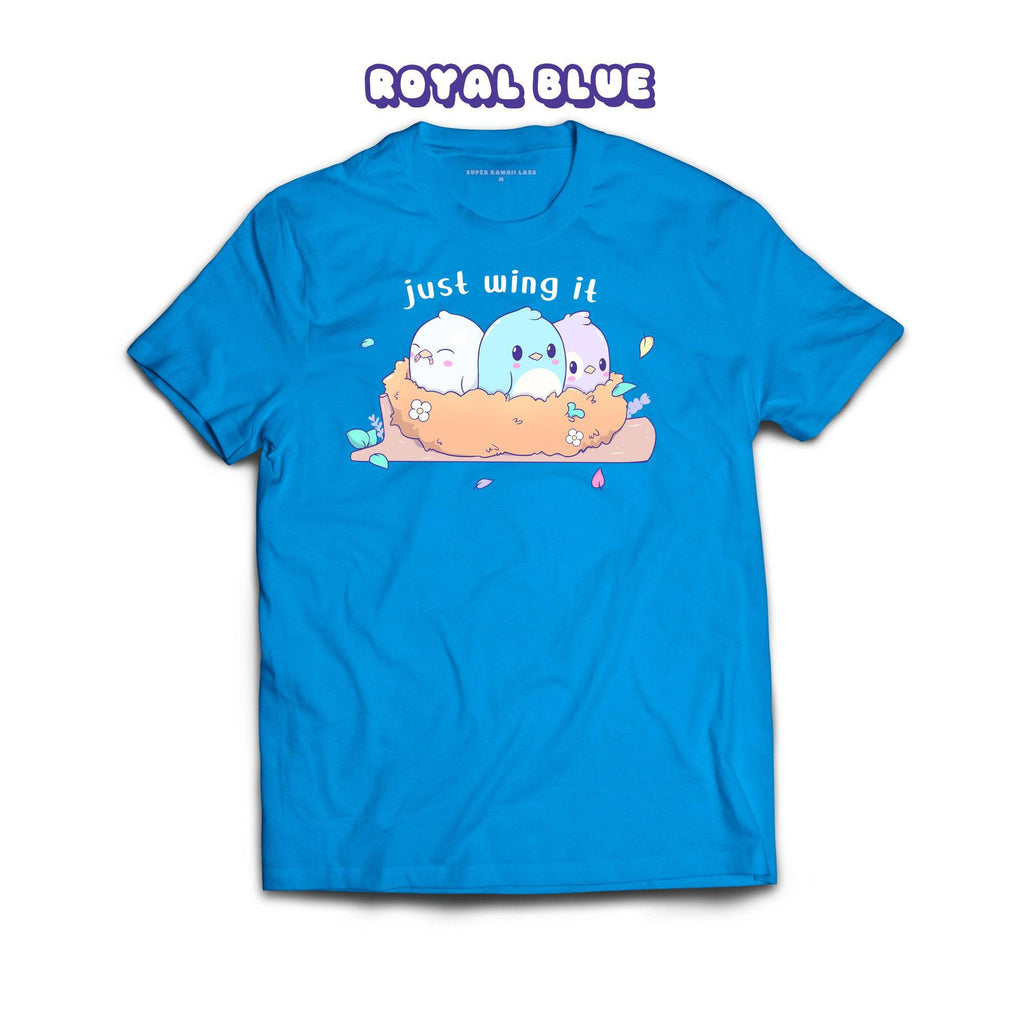 Birds T-shirt, Royal Blue 100% Ringspun Cotton T-shirt
