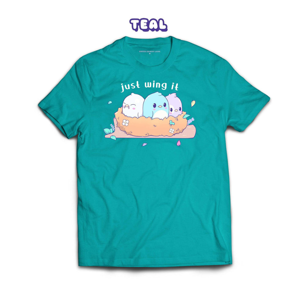 Birds T-shirt, Teal 100% Ringspun Cotton T-shirt
