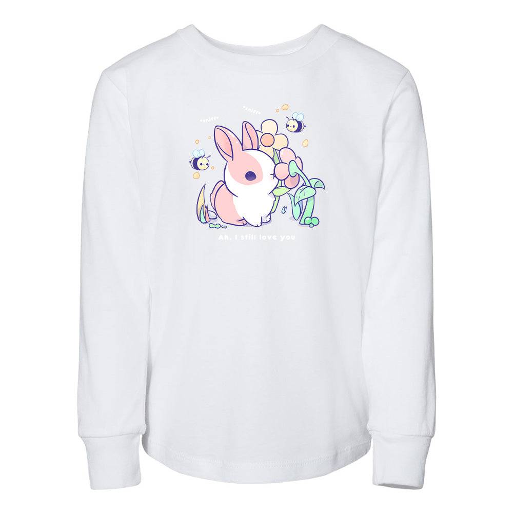 White BunnySniff Toddler Longsleeve Sweatshirt