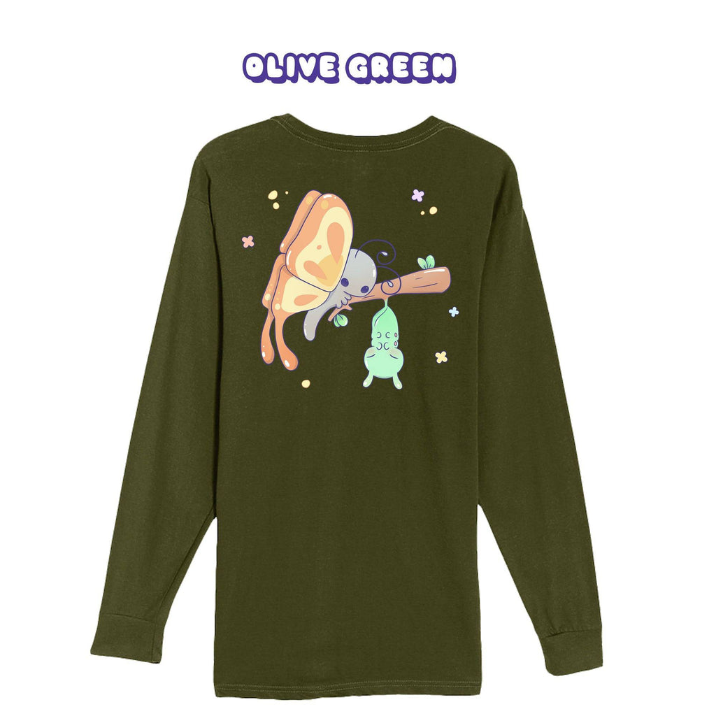 Butterfly Olive Green Longsleeve T-shirt