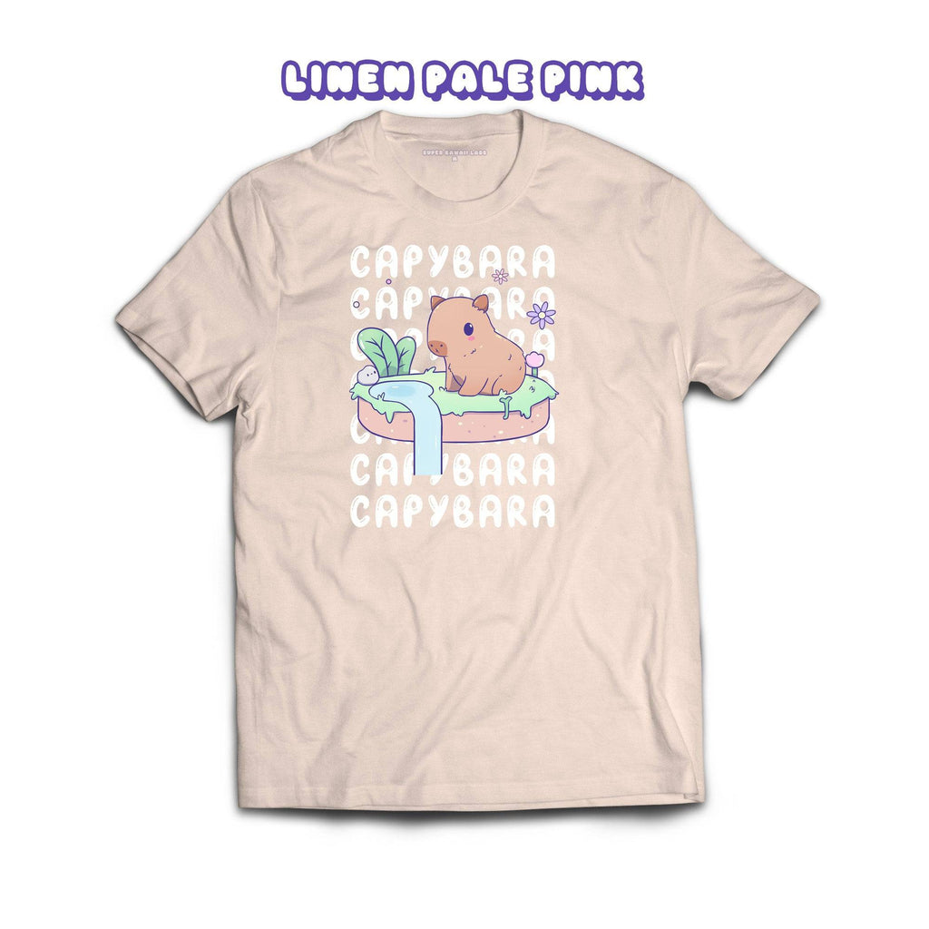 Capybara T-shirt, Linen Pale Pink 100% Ringspun Cotton T-shirt
