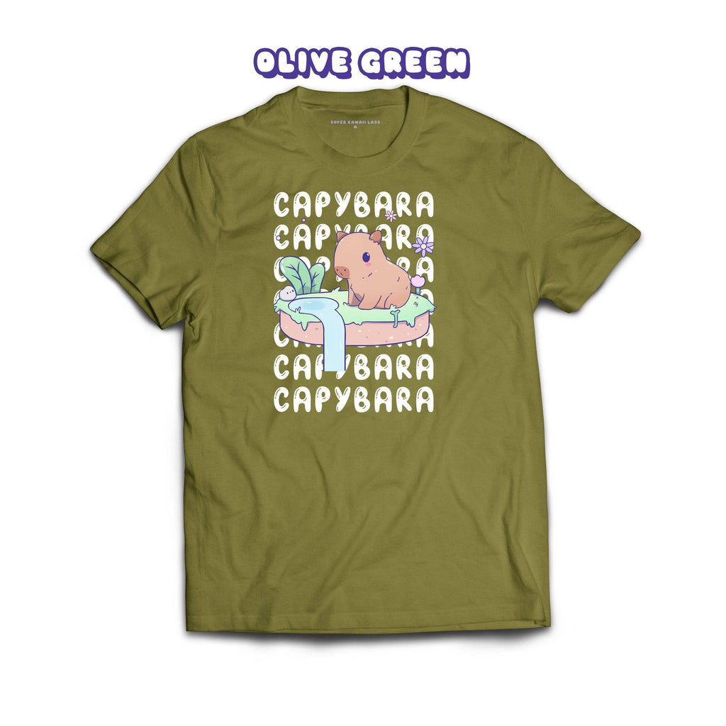 Capybara T-shirt, Olive Green 100% Ringspun Cotton T-shirt