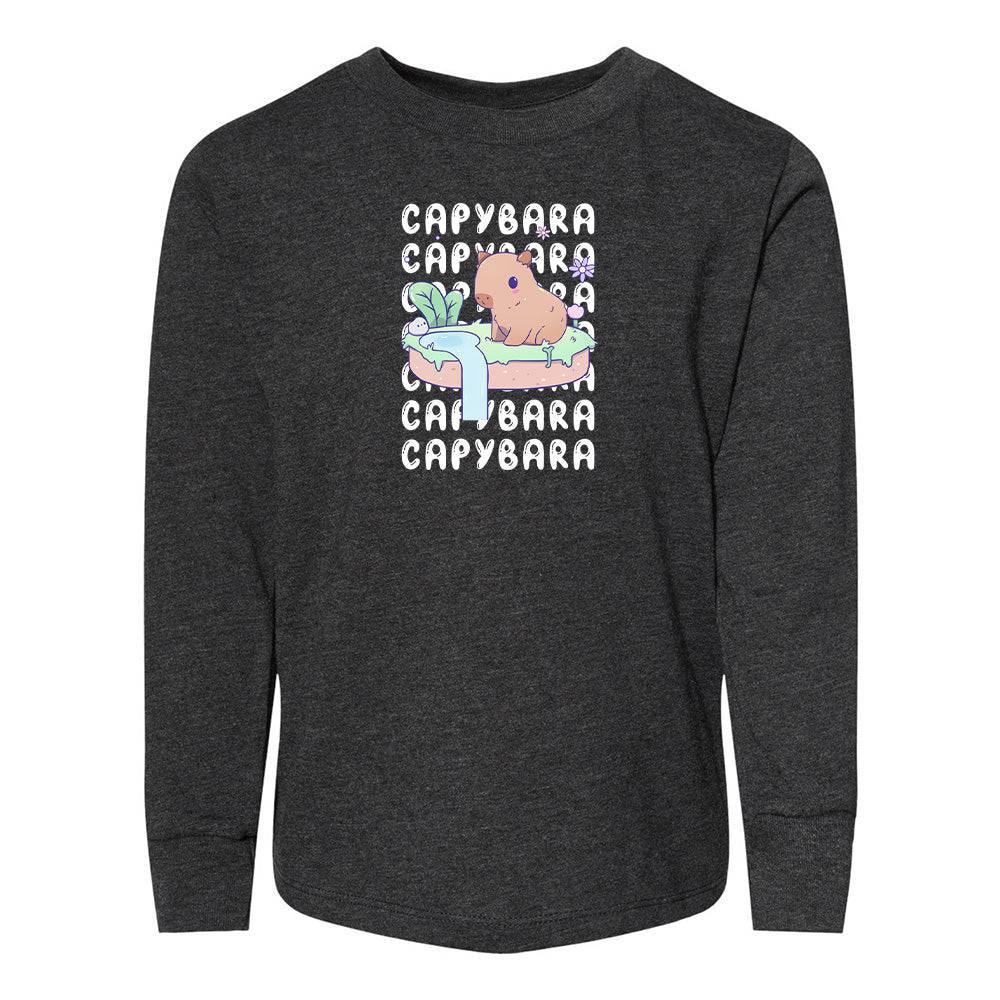 Heather Gray Capybara Toddler Longsleeve Sweatshirt