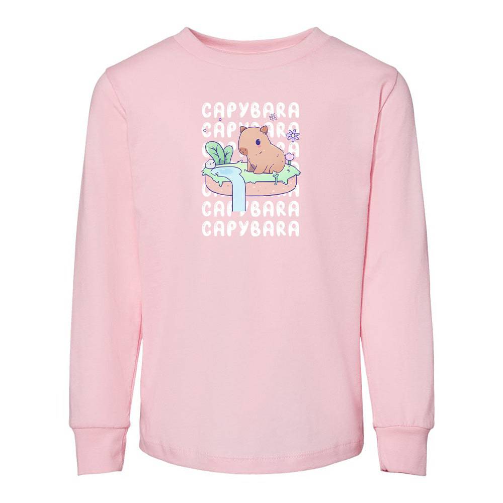 Pink Capybara Toddler Longsleeve Sweatshirt