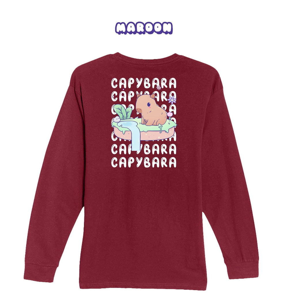 Capybara Maroon Longsleeve T-shirt
