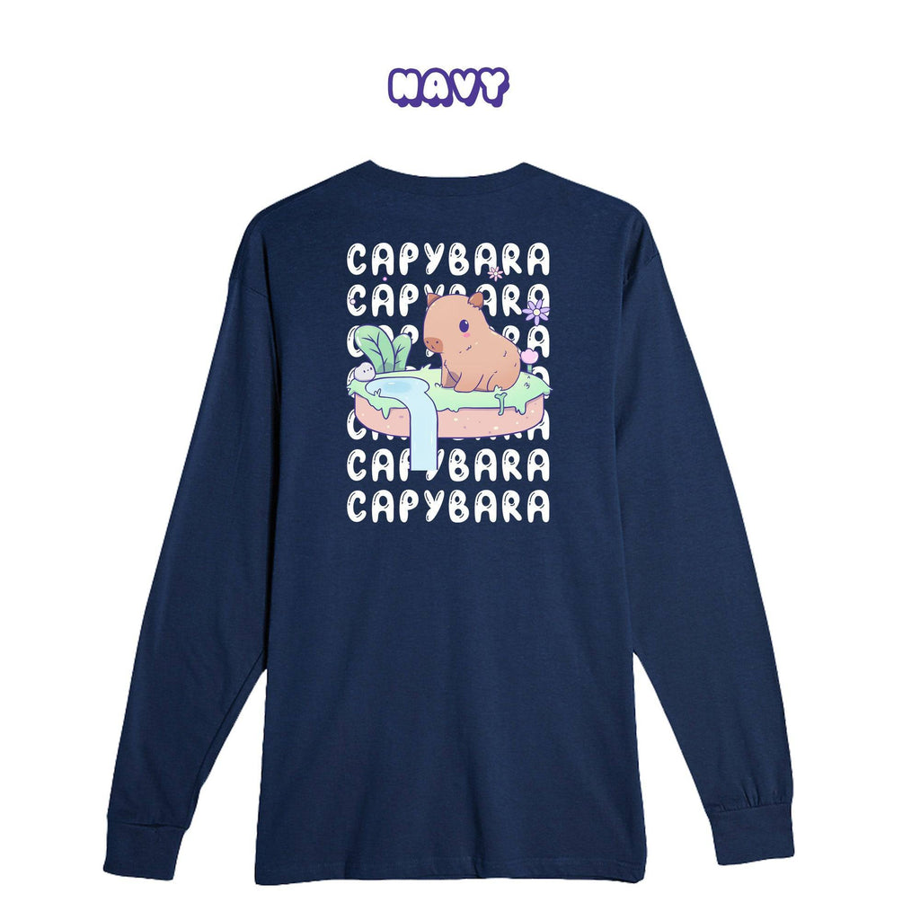 Capybara Navy Longsleeve T-shirt