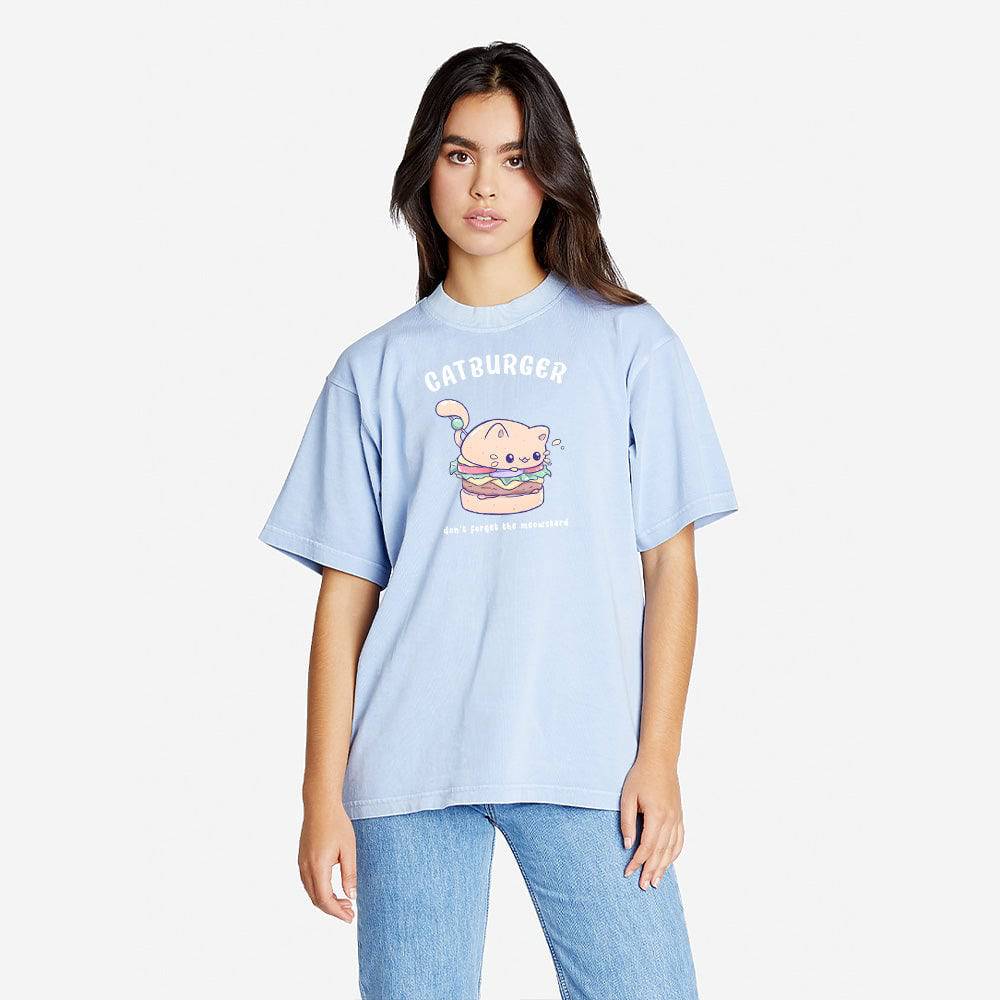 Grape Ice Catburger Oversized Boxy Streetwear Tee