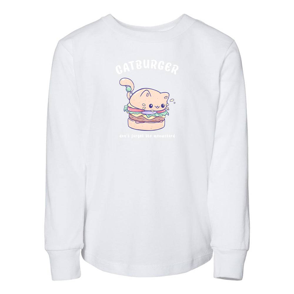 White Catburger Toddler Longsleeve Sweatshirt