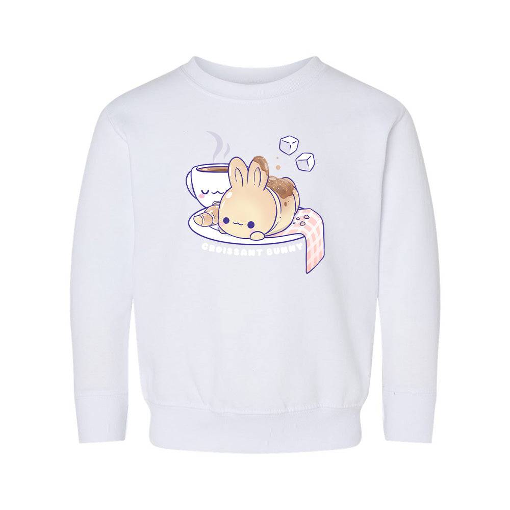 White CrossaintBunny Toddler Crewneck Sweatshirt