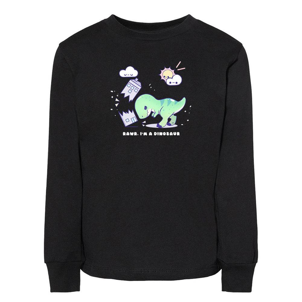 Black Dino Toddler Longsleeve Sweatshirt
