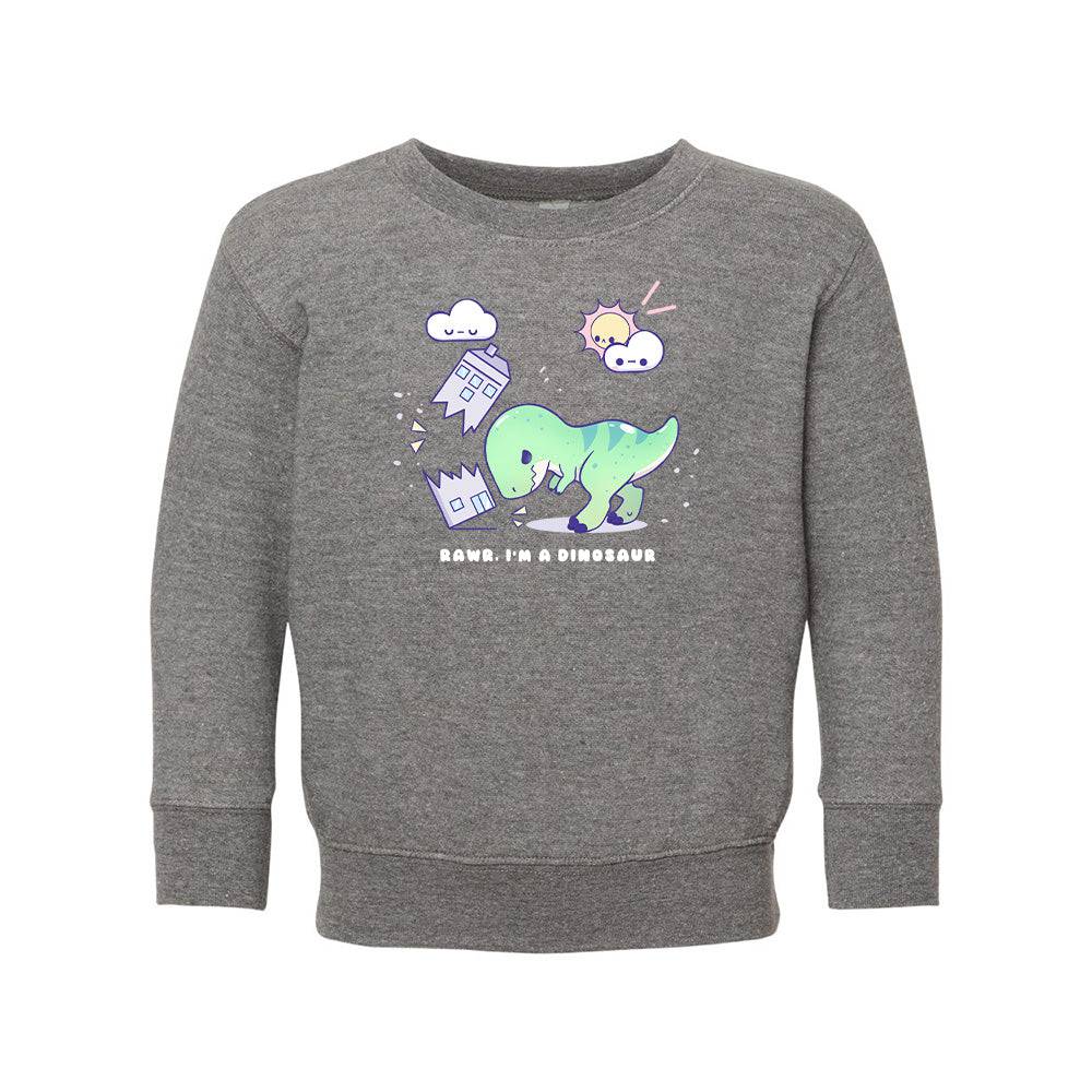 Heather Gray Dino Toddler Crewneck Sweatshirt