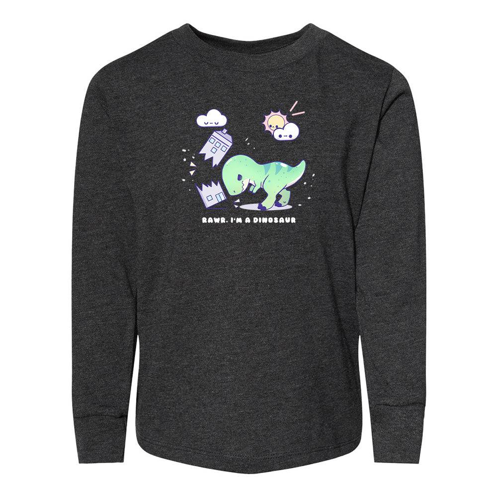 Heather Gray Dino Toddler Longsleeve Sweatshirt
