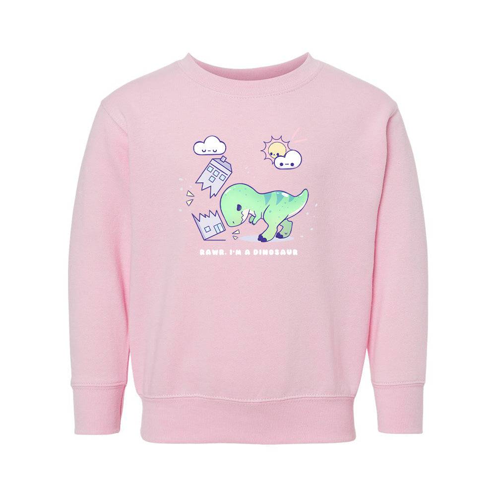 Pink Dino Toddler Crewneck Sweatshirt