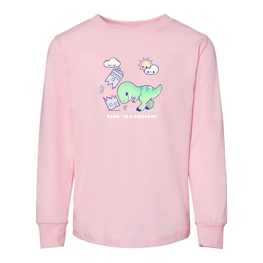 Pink Dino Toddler Longsleeve Sweatshirt