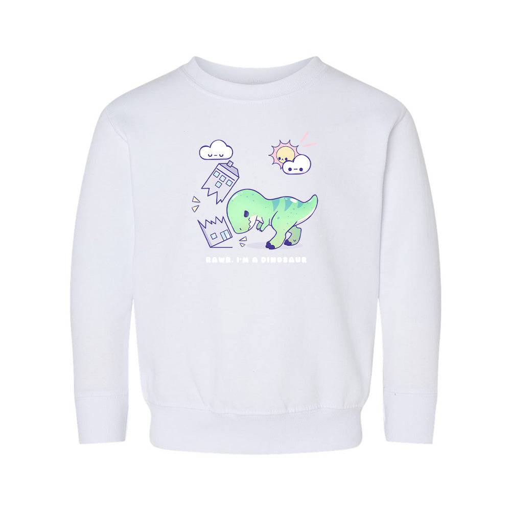 White Dino Toddler Crewneck Sweatshirt