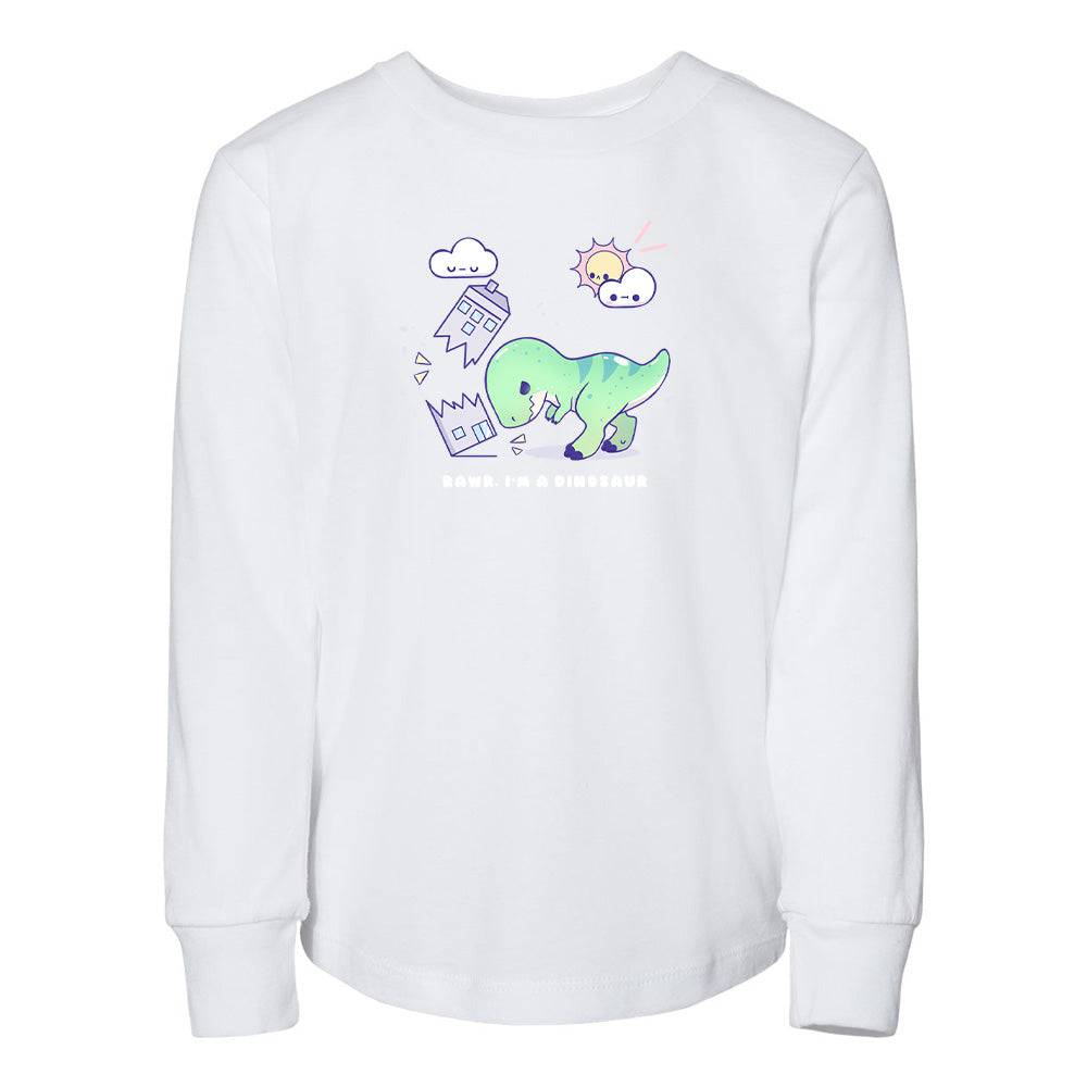 White Dino Toddler Longsleeve Sweatshirt
