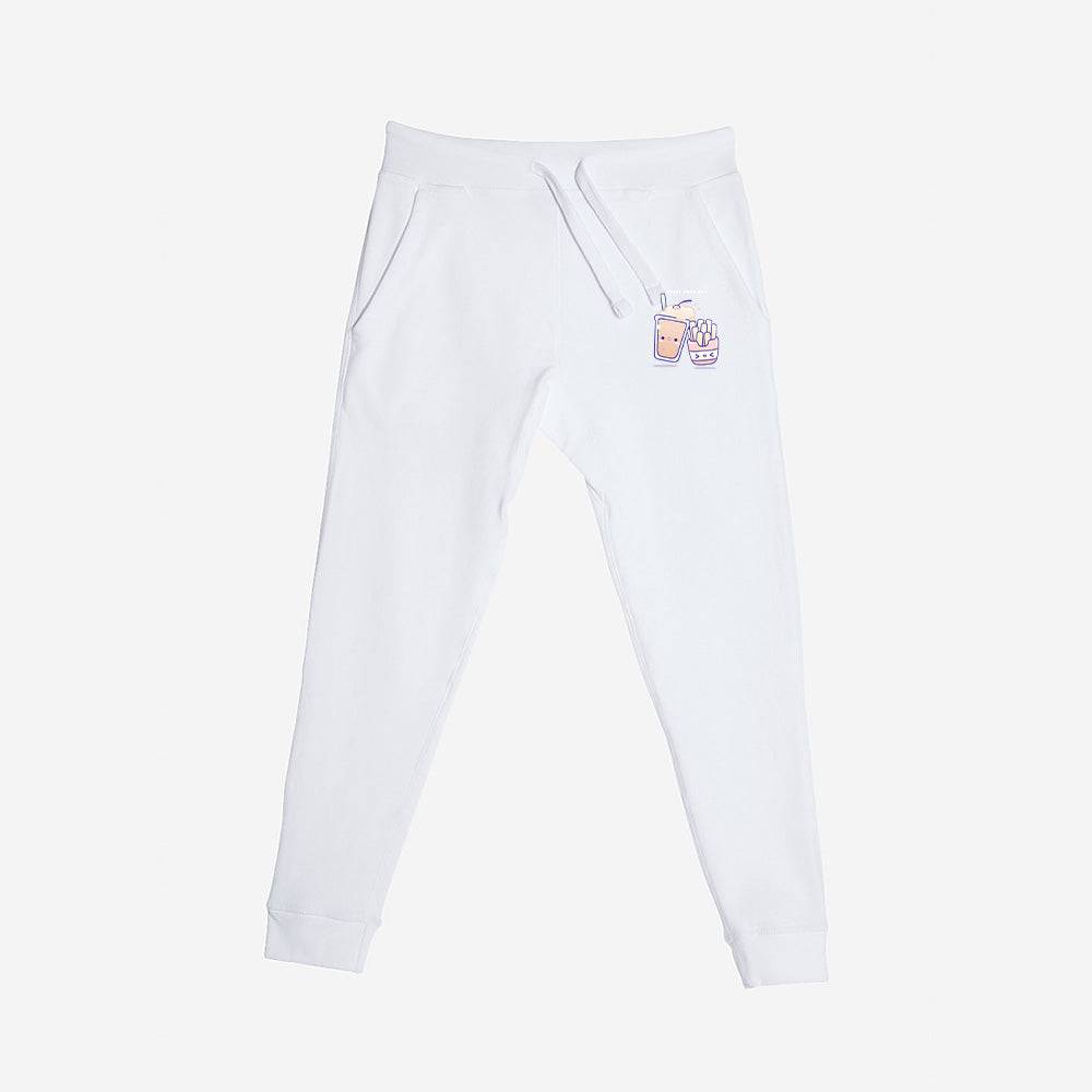 White FriesAndShake Premium Fleece Sweatpants