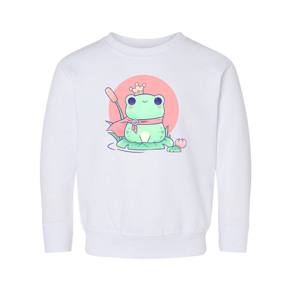 White FrogCrown Toddler Crewneck Sweatshirt