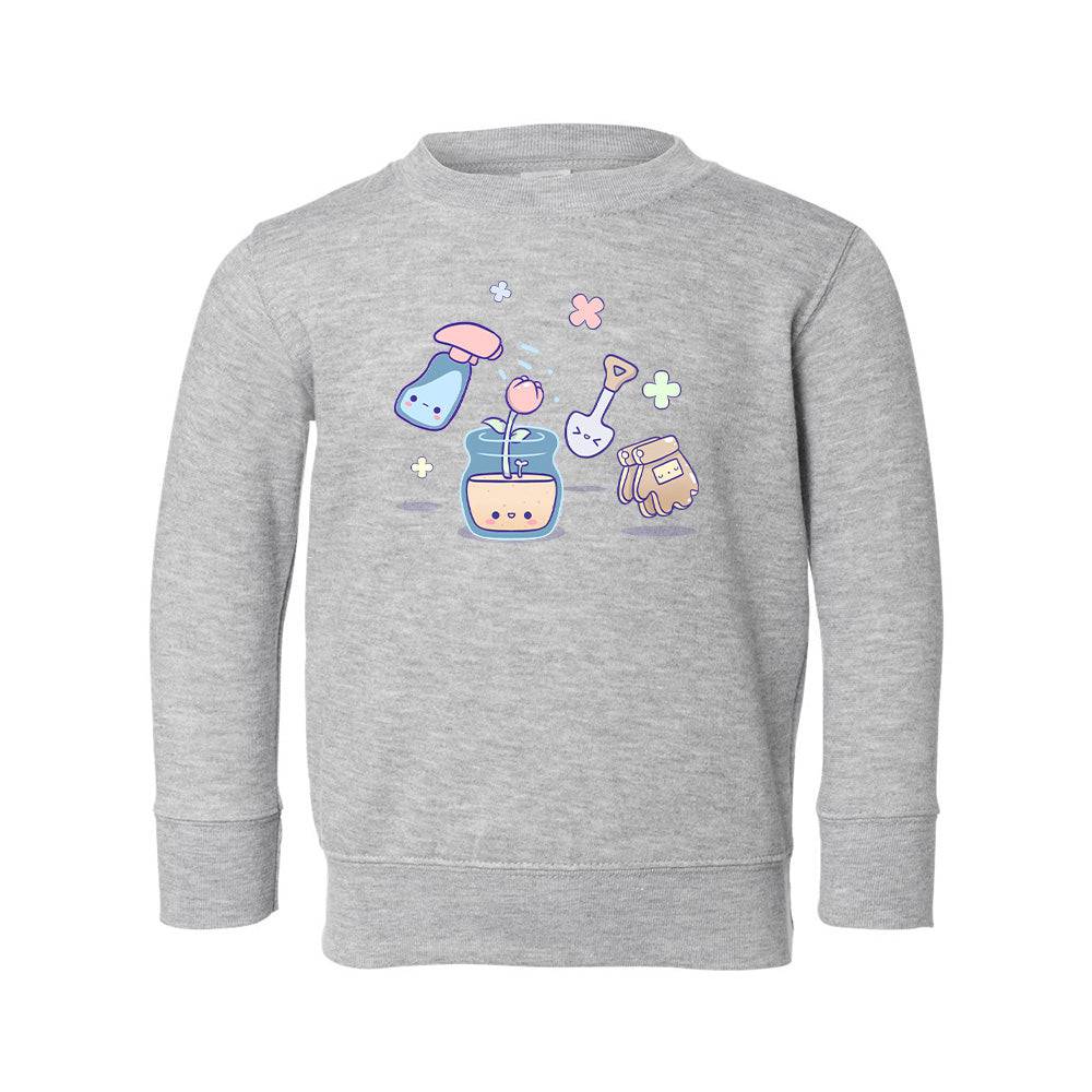 Heather Gray Gardening Toddler Crewneck Sweatshirt