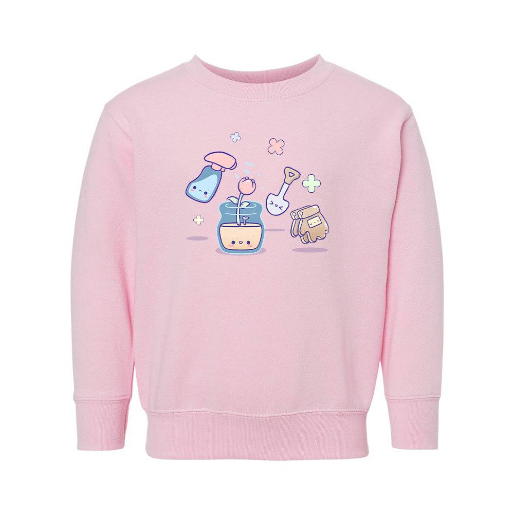 Pink Gardening Toddler Crewneck Sweatshirt