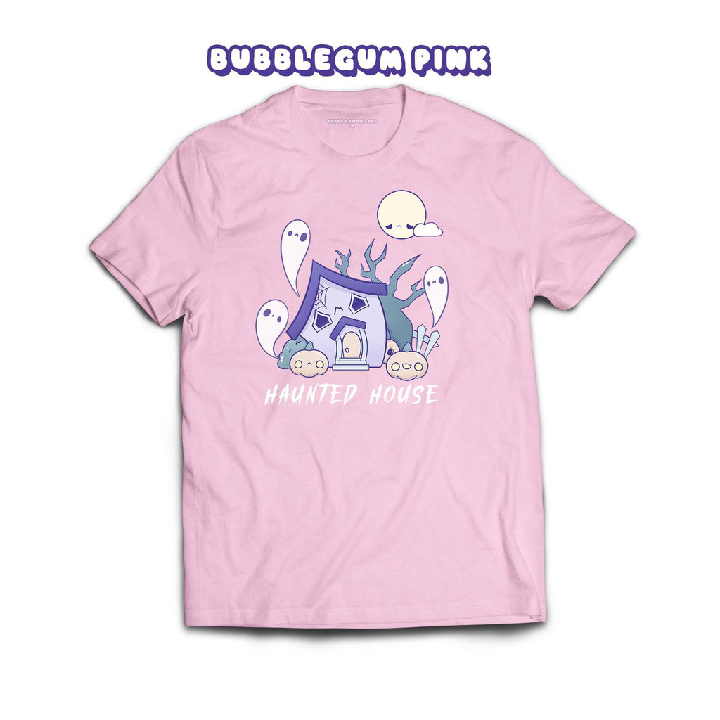 Haunted House T-shirt, Bubblegum Pink 100% Ringspun Cotton T-shirt