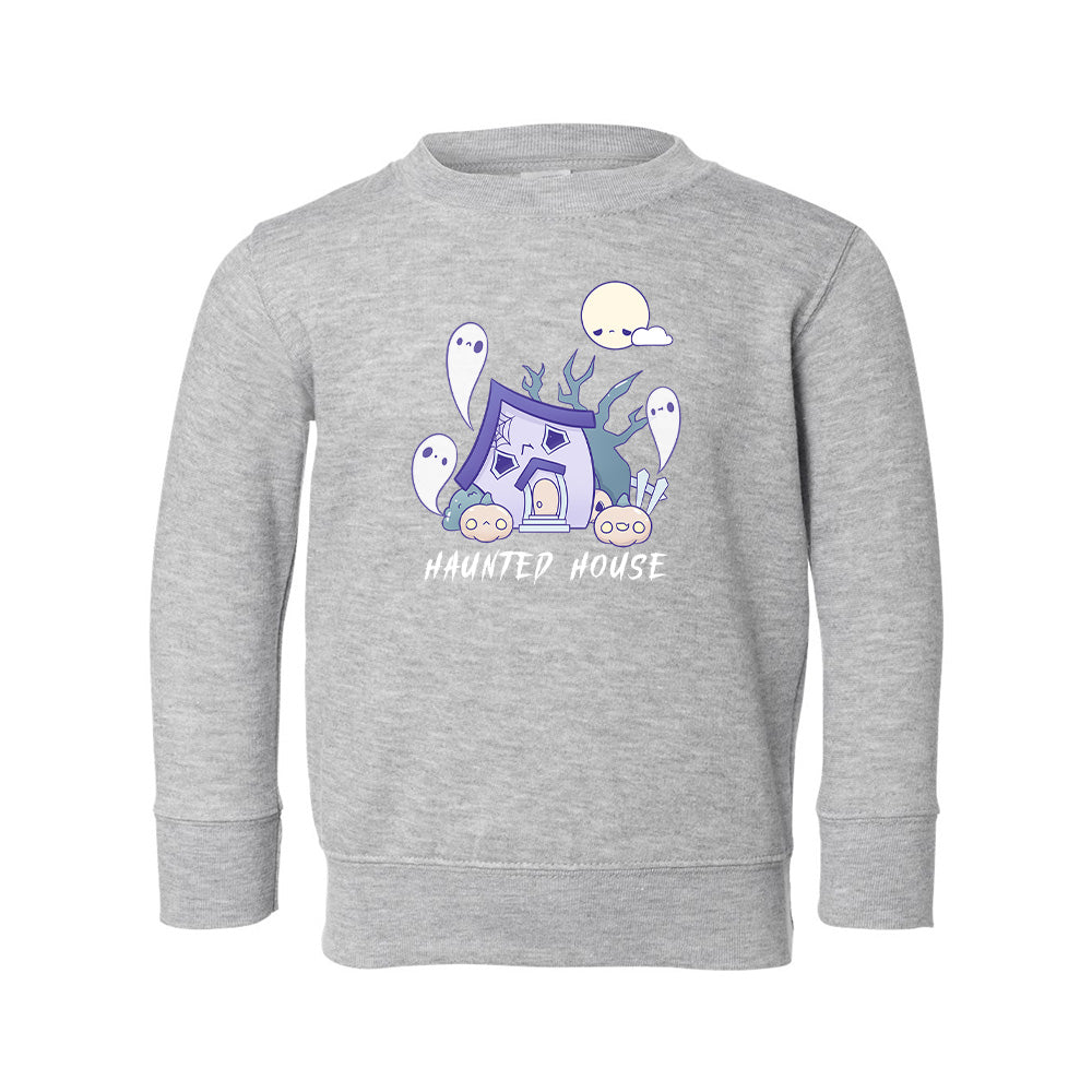 Heather Gray HauntedHouse Toddler Crewneck Sweatshirt