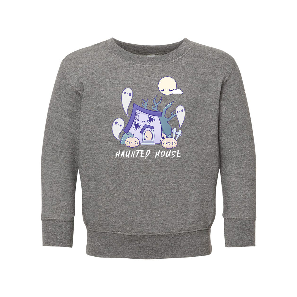 Heather Gray HauntedHouse Toddler Crewneck Sweatshirt