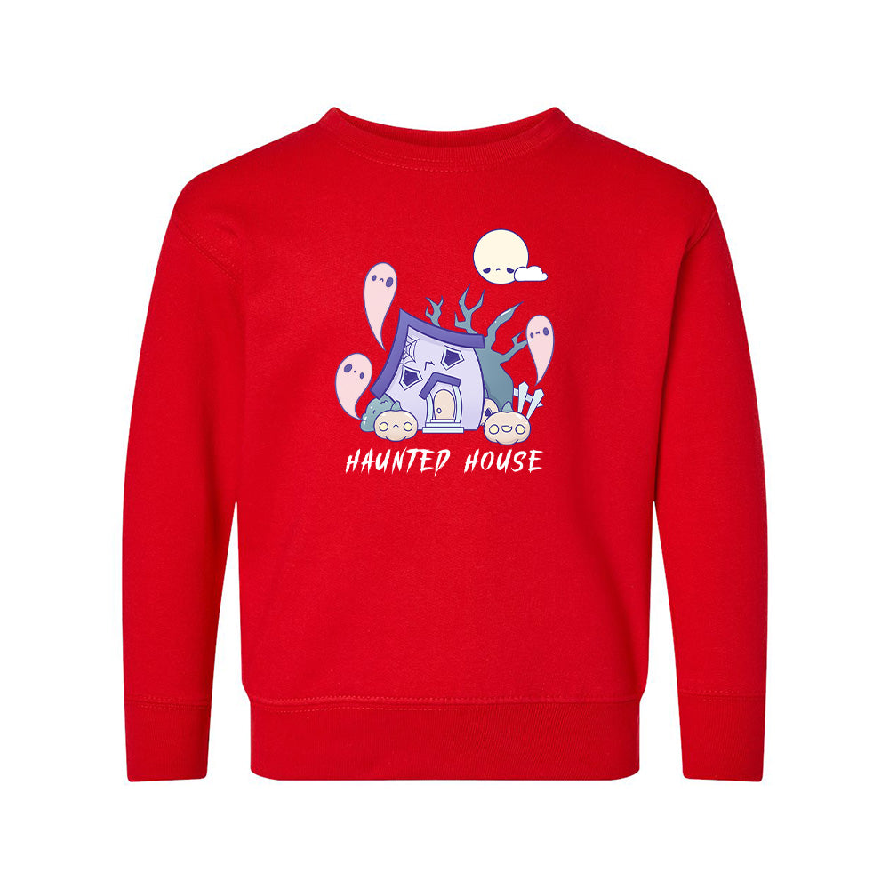 Red HauntedHouse Toddler Crewneck Sweatshirt