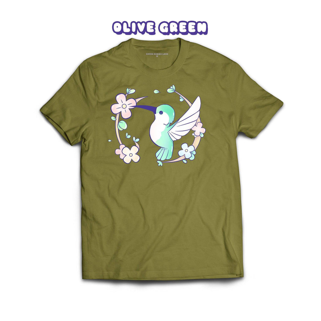 Hummingbird T-shirt, Olive Green 100% Ringspun Cotton T-shirt