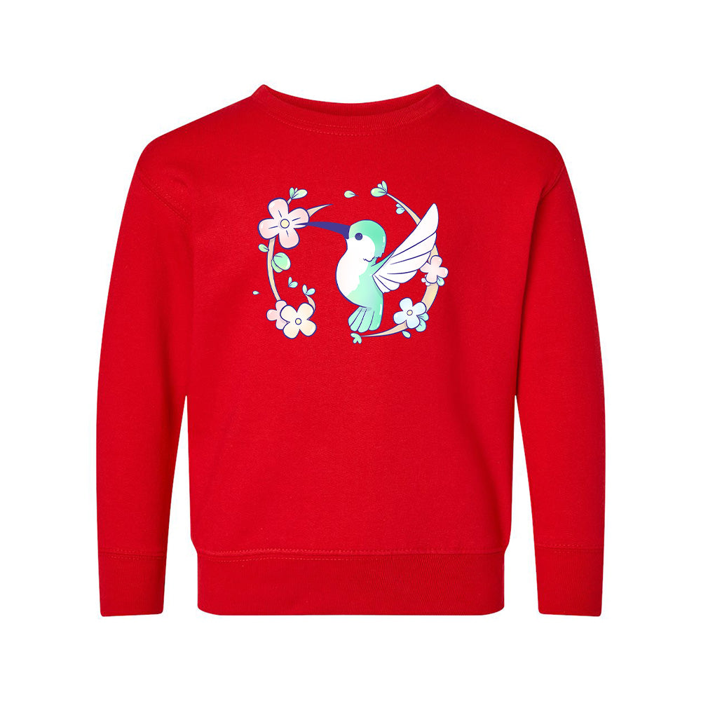 Red Hummingbird Toddler Crewneck Sweatshirt