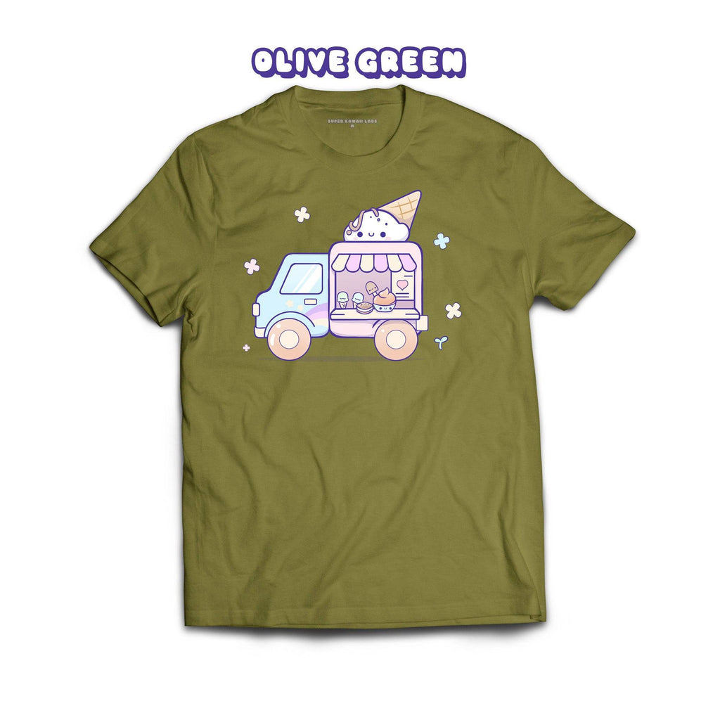 IceCreamTruck T-shirt, Olive Green 100% Ringspun Cotton T-shirt