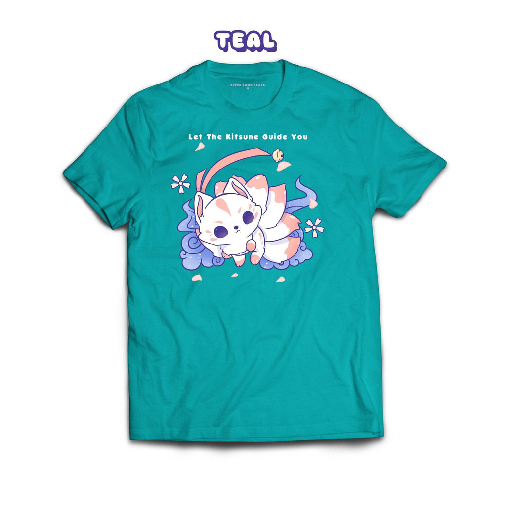 Kitsune T-shirt, Teal 100% Ringspun Cotton T-shirt