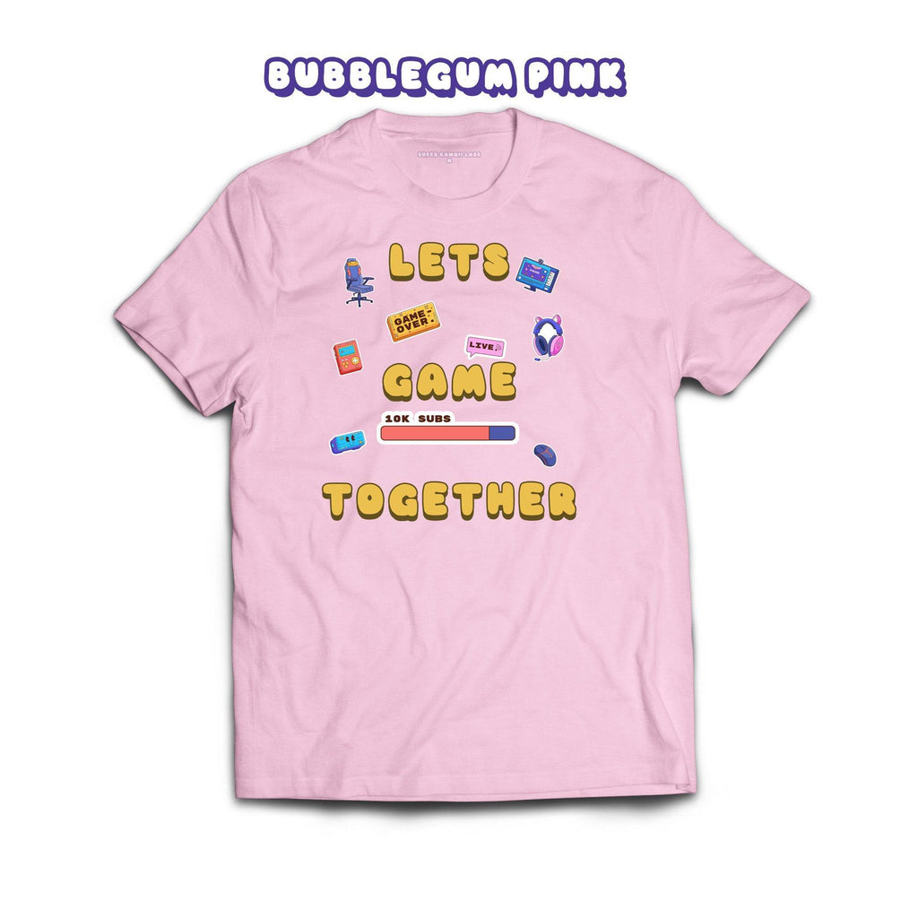 Let's Game Together T-shirt, Bubblegum Pink 100% Ringspun Cotton T-shirt