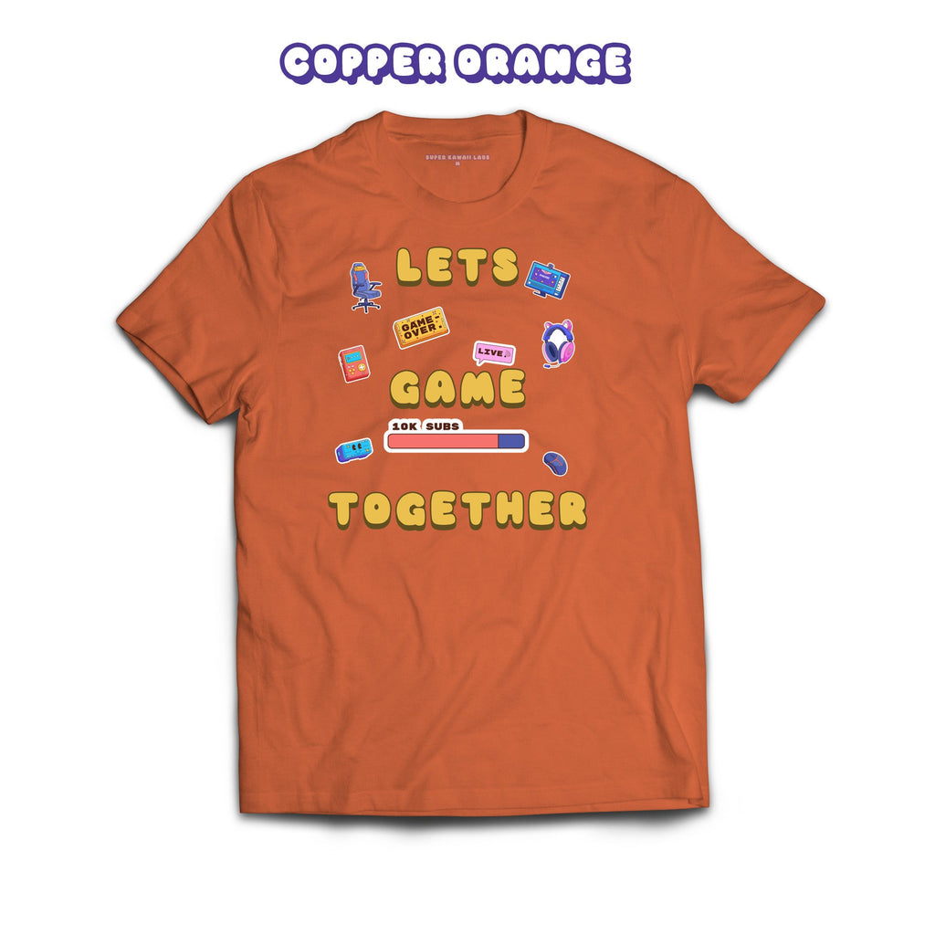 Let's Game Together T-shirt, Copper Orange 100% Ringspun Cotton T-shirt
