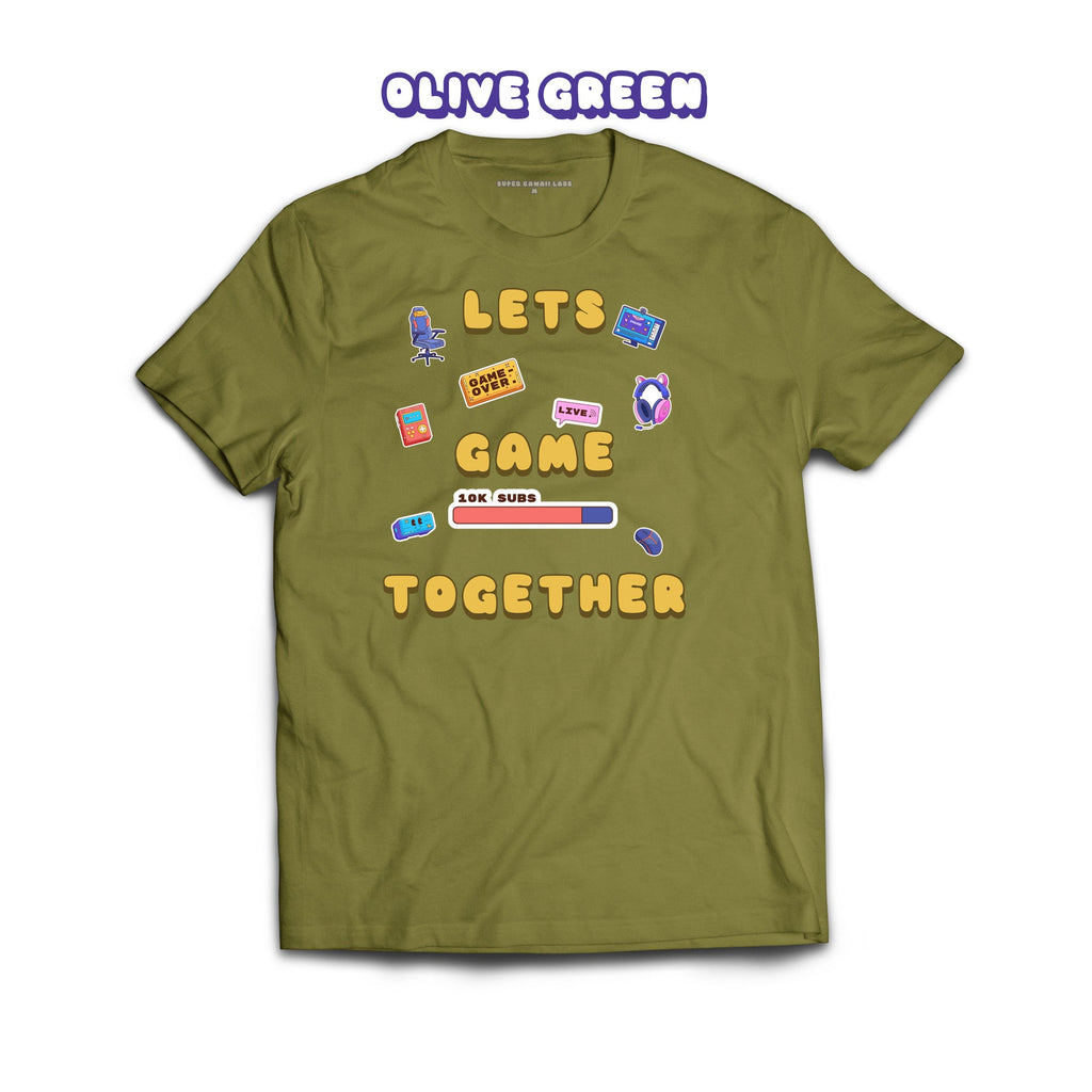 Let's Game Together T-shirt, Olive Green 100% Ringspun Cotton T-shirt