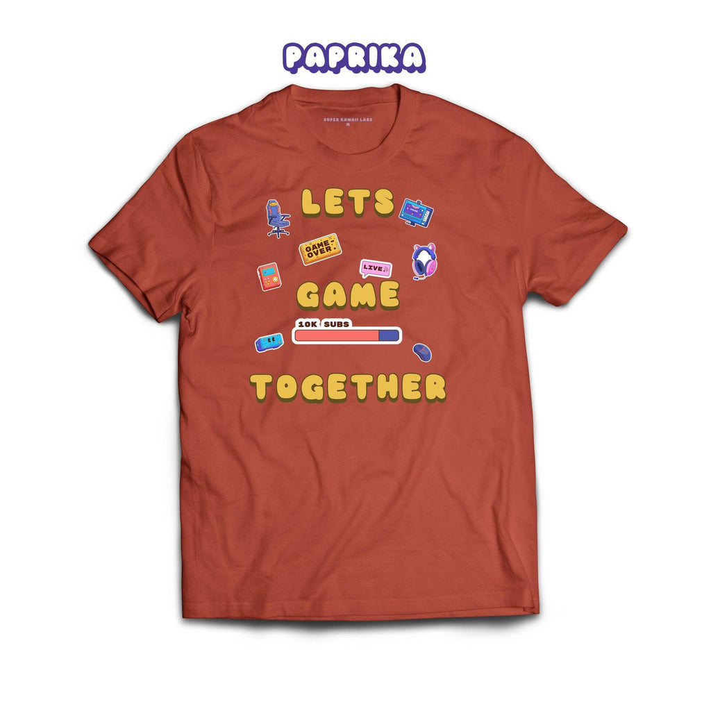 Let's Game Together T-shirt, Paprika 100% Ringspun Cotton T-shirt