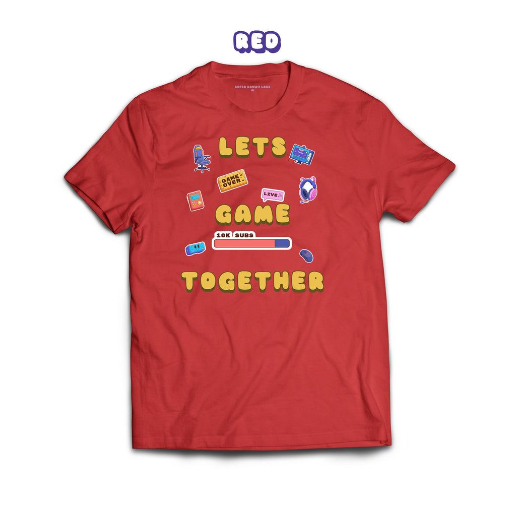 Let's Game Together T-shirt, Red 100% Ringspun Cotton T-shirt