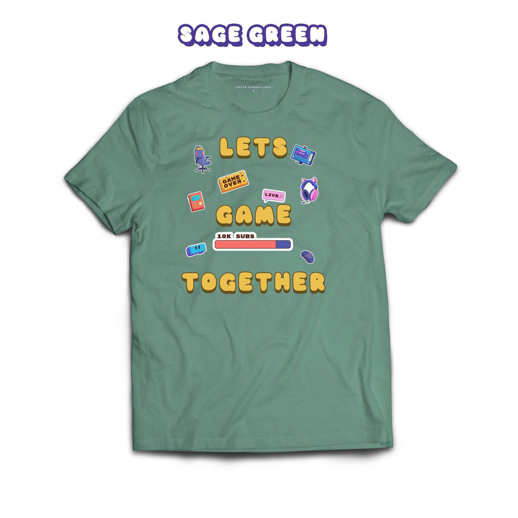 Let's Game Together T-shirt, Sage 100% Ringspun Cotton T-shirt