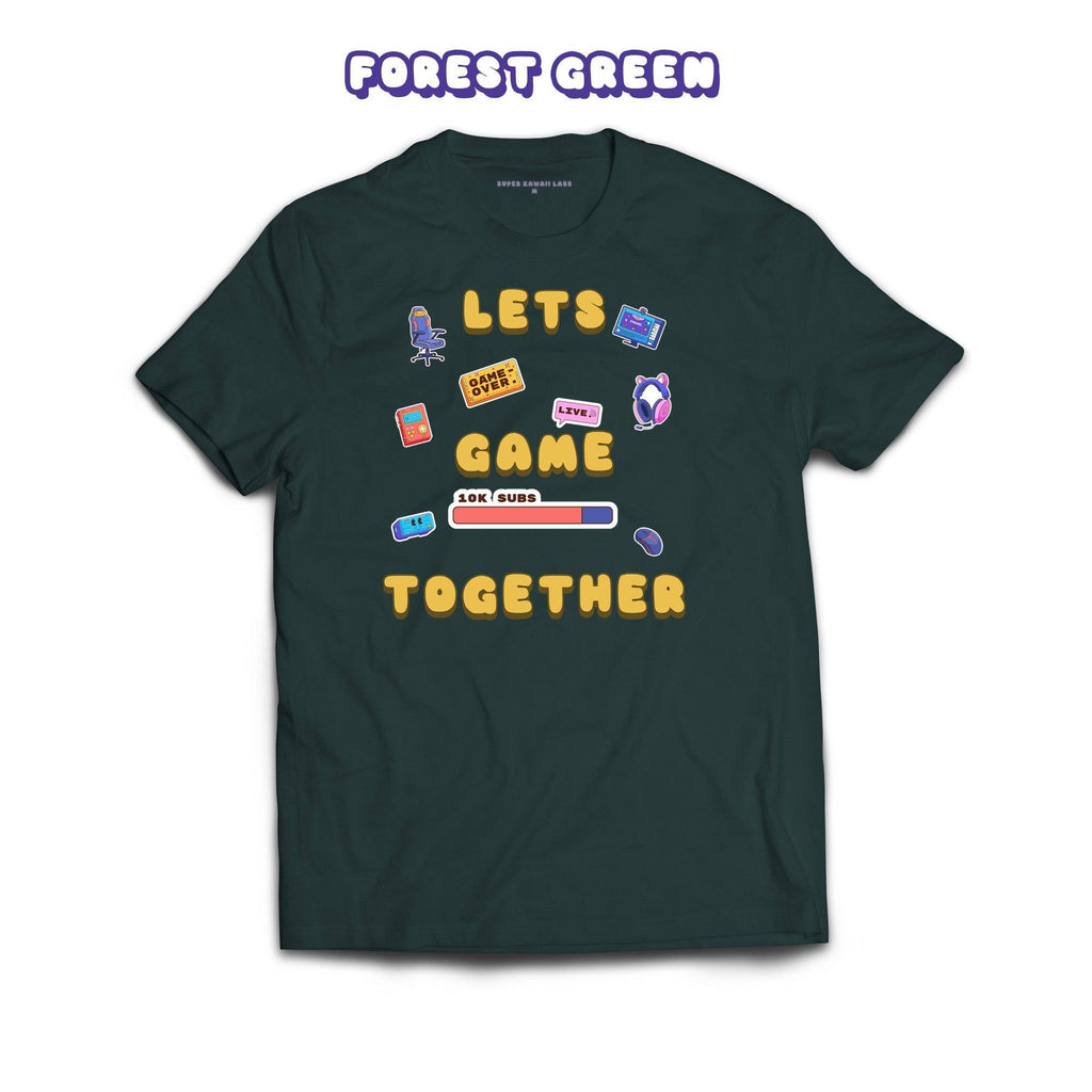 Let's Game Together T-shirt, Forest Green 100% Ringspun Cotton T-shirt