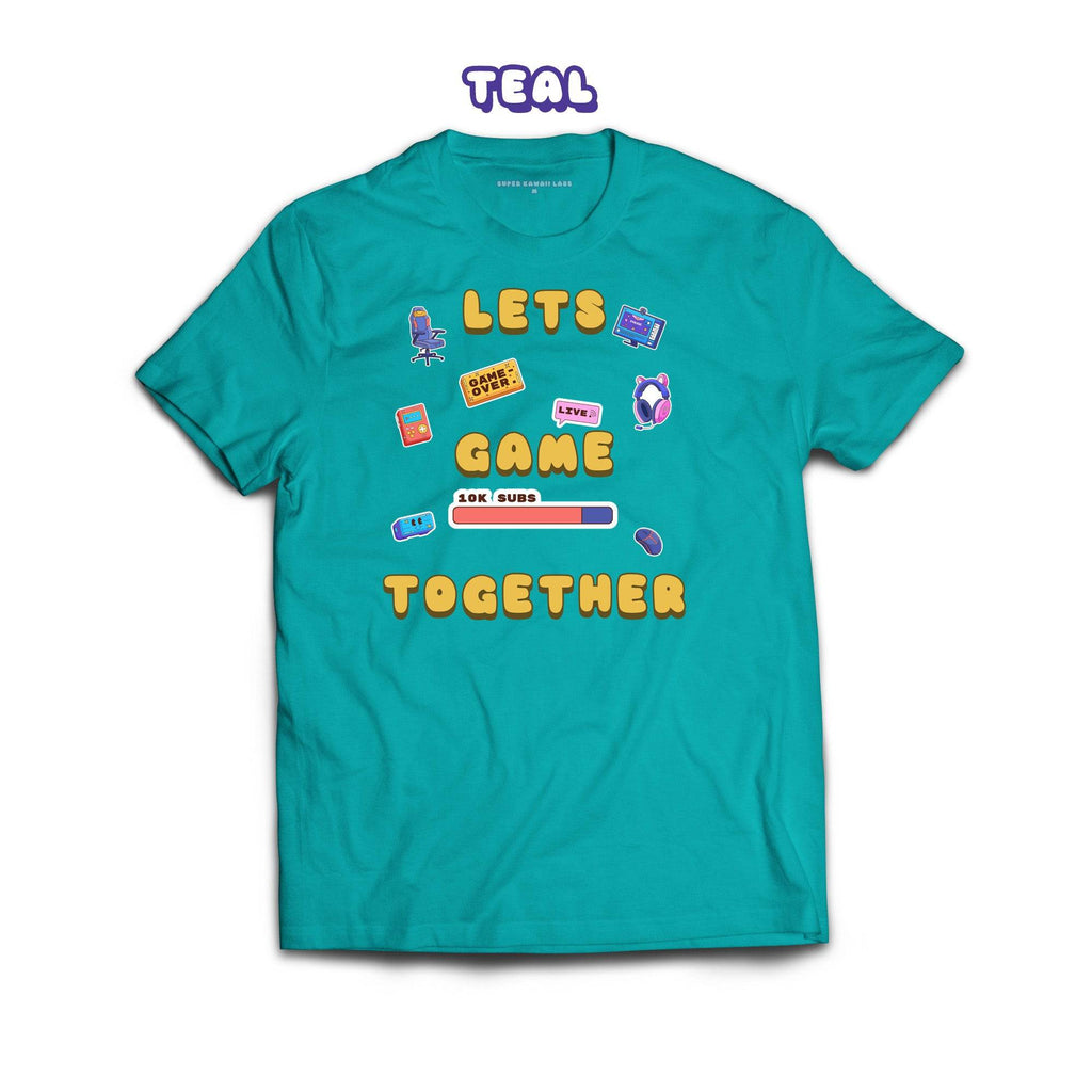 Let's Game Together T-shirt, Teal 100% Ringspun Cotton T-shirt