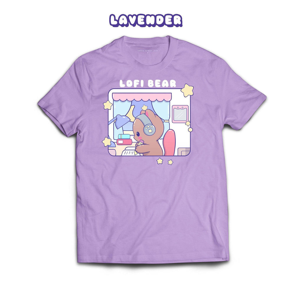 Lofi Bear T-shirt, Lavender 100% Ringspun Cotton T-shirt