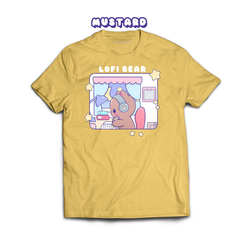 Lofi Bear T-shirt, Mustard 100% Ringspun Cotton T-shirt